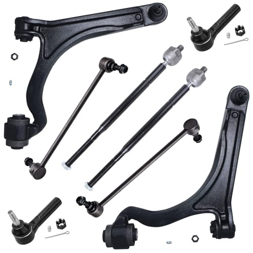 Image of Detroit Axle - Front Lower Control Arms for 2004-2008 Chrysler Pacifica 2005 2006 2007, 2 Lower Control Arms w /Ball Joints, 4 Inner & Outer Tie Rods, 2 Sway Bar Links Replacement