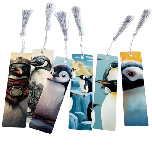 Lot de 6 marque-pages pingouin anti-glisse pour roman