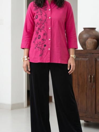 Image of Naixa Women's Pink Cotton Printed Straight Kurta with Pant and Dupatta Set