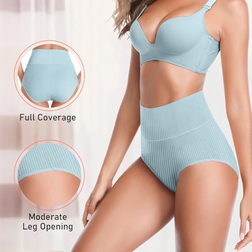 Image of Women's High Waist Cotton Underwear - Soft, Super Stretchy Briefs, Full Coverage Panties