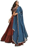 Janasya Women's Maroon Cotton Block Print Lehenga Choli With Dupatta(J0484-LCD-L)