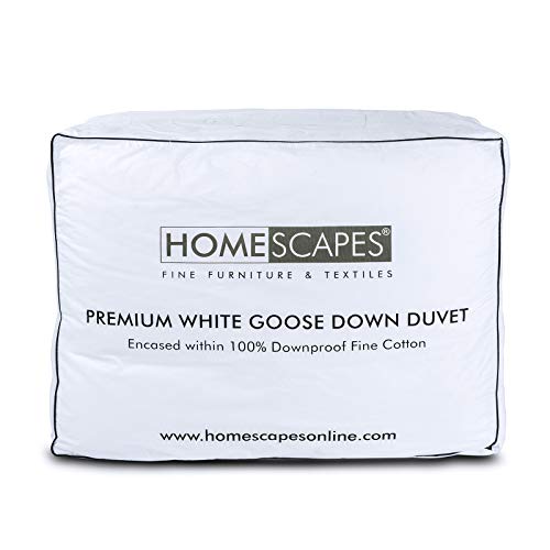 HOMESCAPES Kołdra w rozmiarze king size 10,5 Tog, luksusowa, etyczna biała kołdra z puchu gęsiego, antyalergiczna 100% bawełna, odporna na upadek, na wszystkie pory roku, nadaje się do prania