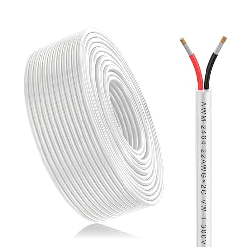 Matugajp 5 Meter 2x0 3mm 22AWG Elektrischer Draht 2 Adrig Kabel 5V/12V/24V/300V PVC Verzinntes Kupferkabel Flexibel Niedrige Impedanz hitzebeständiges Verlängerungskabel Landschafts Kabel(22/2-5M)