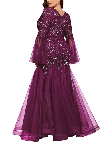 Image of MISSMAY Women's Plus Size Formal Evening Gowns Sequin Mermaid Tulle Dresses