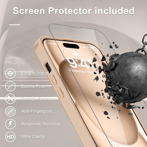 Image of for iPhone 15 Plus Case, iPhone 14 Plus Case, Matte Magnetic Phone Cover with 1 Screen Protector [Support for MagSafe] [Shockproof Military Grade Protection] Translucent Frosted Back, Coral Pink