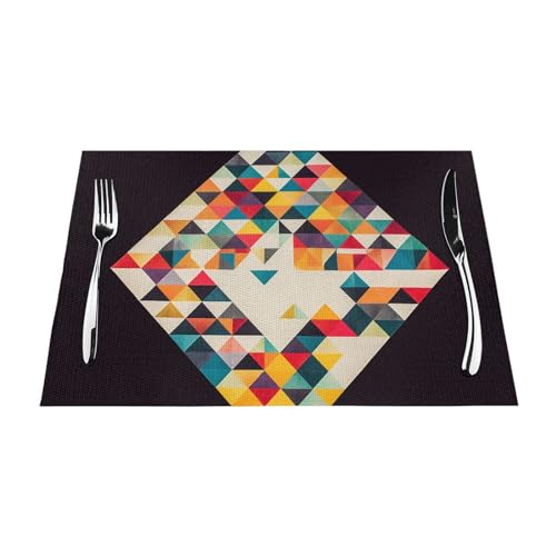 Lot de 6 sets de table tissés géométriques en PVC lavable - 7
