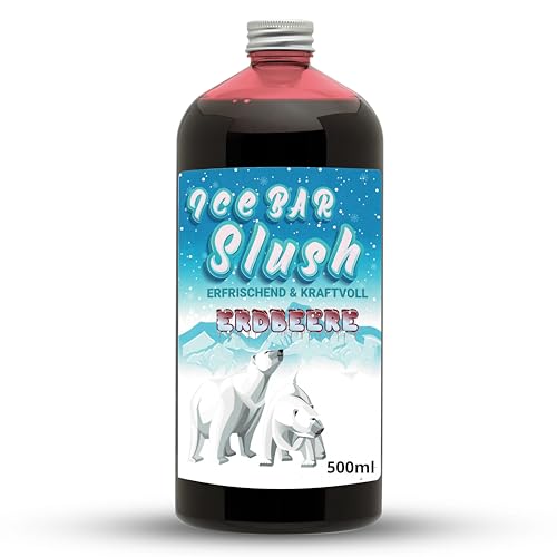 ICE Bär Sirup AZO und Glycerin Frei | 500 ml Flasche | Konzentrat für Slushy Getränke Maker Eis Slushmaschinen Eismaschinen 1:5 bis 1:20 (500 ml Erdbeere)