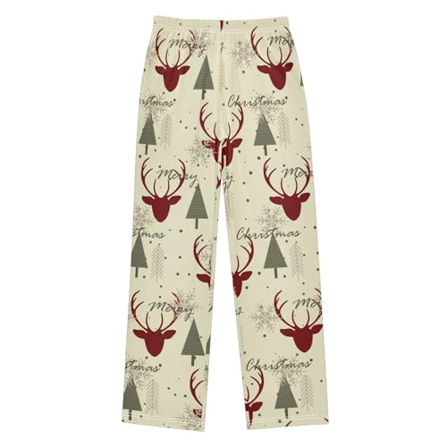 Boys' Pants Christmas Reindeer Green Dots Long Bottoms Jogger Pants Elastic Waist Trousers with Pockets S-XL