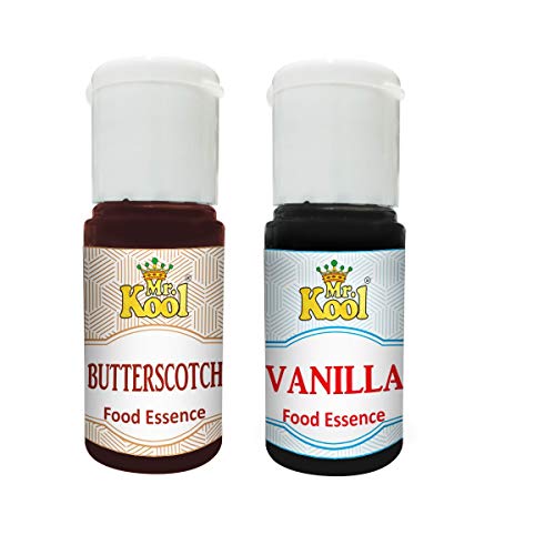 Image of Mr. Kool Food Essence Butterscotch and Vanilla 20 mL X 2 Pack Liquid Food Essence Flavouring Emulsions Cake Baking, Cookies, Ice-cream, Sweets