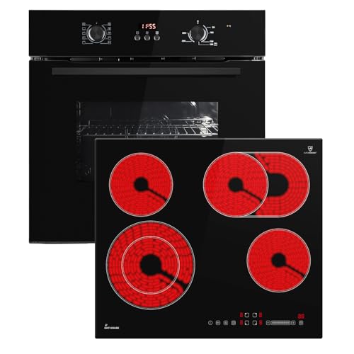 KKT KOLBE Juego de cocina | 60cm Horno electrico empotrable BO8005FB | 59cm Placa vitrocermica CH5901RL | Parrilla | Aire caliente | Temporizador automático | SET8005FBCH59RL