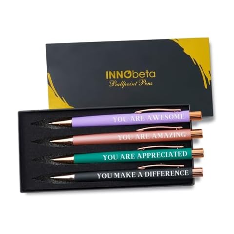 InnoBeta Thank You Pen Appreciation Gifts for Women, Awesome, Ballpoint Pen Set of 4, for Coworker Therapist Employee Friends Cover