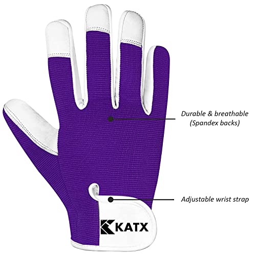 Katx Leather Gardening Gloves, Heavy Duty Thorn Proof Breathable Working Gloves for Men & Women with Strong Grip - Image 3
