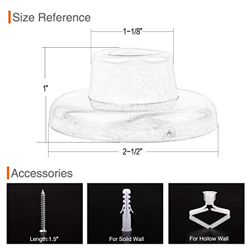 Kovosch Concave Wall Door Bumper Stop Black – 2-1/2” Outside Diameter Stainless Steel Cover With 1-1/8” Black Rubber Bumper – Easy To Install With Screw #TOP3