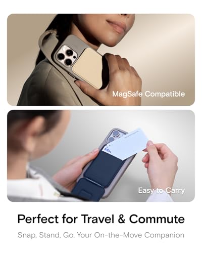 Image of MOFT Phone Tripod Wallet for iPhone, Mulit-Angles, Lightweight & Portable Phone Stand, MOVAS Vegan Leather Magnetic Wallet, Strong Magnets, NFC Card Holder,Travel Essential, Navy Blue (With Card Slot)
