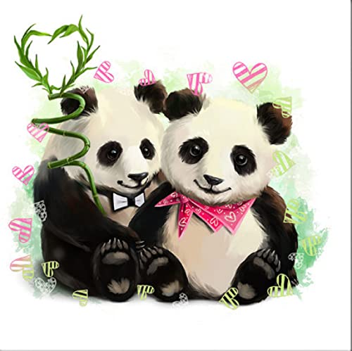 Point de croix diamant 5D panda rouge kit complet à offrir pour loisir créatif