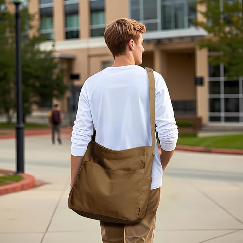 Image of KALIDI Canvas Tote Bag Zipper Large Crossbody Shoulder Bag Messenger Bag