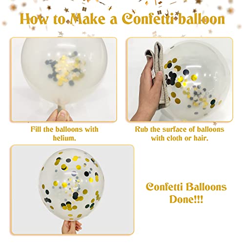 Janinus Graduation Balloons Black And Gold Balloons 65Pcs 12 Inches Latex Graduation Balloons With White Confetti Balloons For Black Gold Graduation Party Decorations College Class Of 2023 Decorations #TOP3