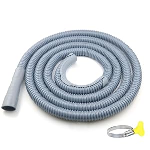 Universal Washing Machine Drain Hose – 12 Ft Drain Hose Kit for Washer, Dishwasher – Flexible Discharge Hose for LG/GE/Samsung, Fit 1Inch, 1-1/8 Inch or 1-1/4 Inch Drain Outlets (12 FT Lengths)