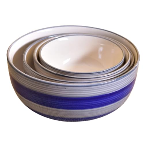 Image of Ceramic Mixing Bowl Set - 4 Pieces (1500ml, 800ml, 600ml, 400ml), Monsoon - Durable, Microwave & Dishwasher Safe - Ideal for Mixing, Serving & Storage