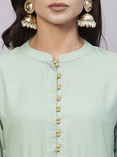 Image of ANNI DESIGNER Women Cotton Blend Solid Kurta With Pant & Dupatta