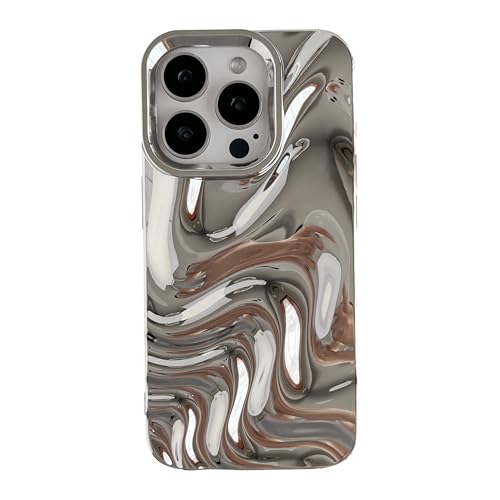 Coque vague d'eau argent iPhone 15 Pro pour look urbain chic