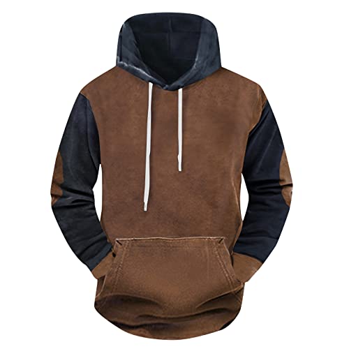 Ymosrh Men's Hoodies, Color Block Long Sleeve Casual Athletic Workout Hooded Sweatshirt Pullover, S-4XL