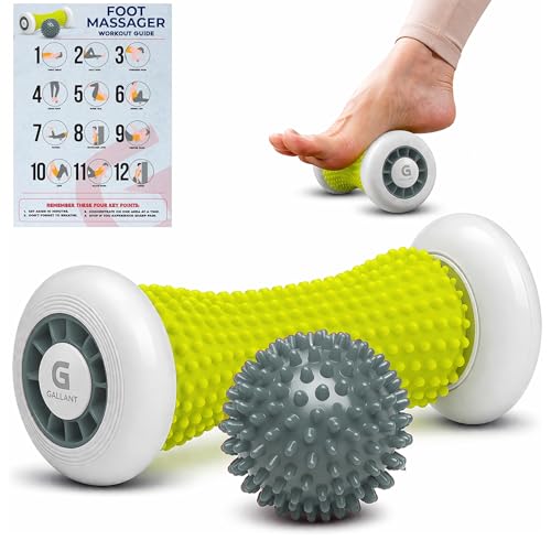 Gallant Foot Massager Roller for Plantar Fasciitis Foot Roller & Spiky Massage Ball Set Plantar Fasciitis Support Reflexology Foot Massage Roller Tool for Home Use (Gray)