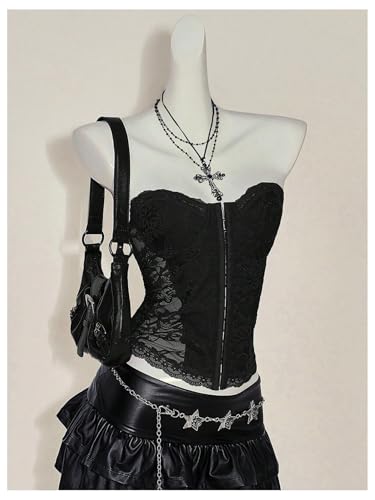 SweatyRocks Women's Corset Tops Lace Strapless Y2K Going Out Bustier Bandeau Top4