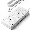 SUPERDANNY 10Ft Extension Cord with Multiple Outlets, Flat Plug Power Strip
