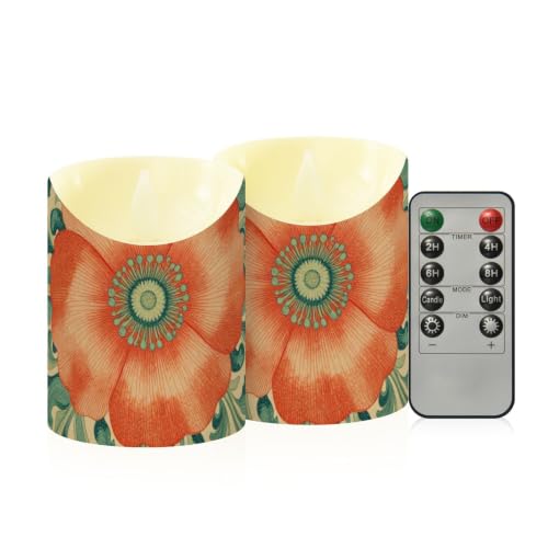 Velas sin llama para jardín al aire libre, juego de 2 con tonos florales de otoño