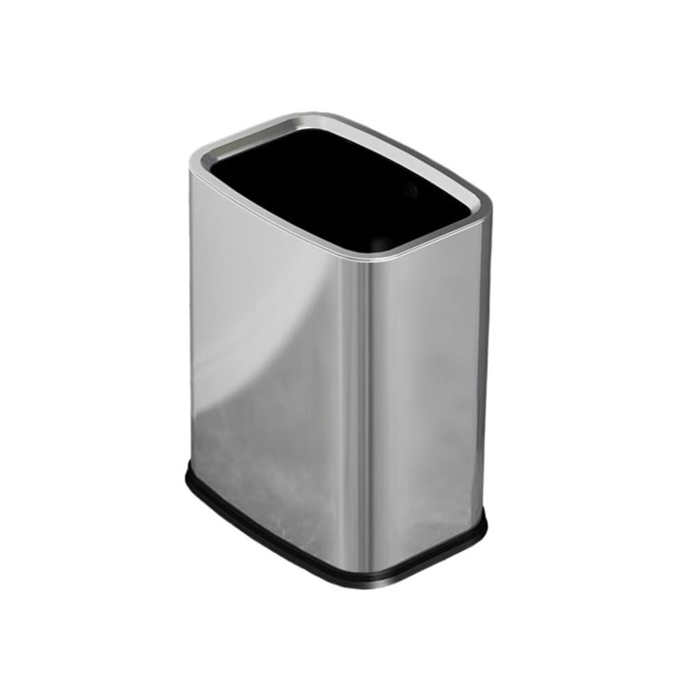 Trash Can Open Top Trash Can Stainless Steel Office Wastebasket Kitchen Garbage Container Bin for Indoor