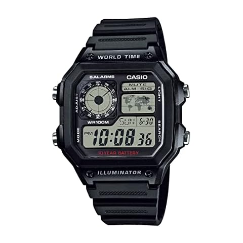 Casio AE1200WH-1A Digital Watch with Resin Strap Cover