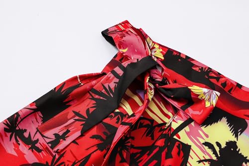 Image of Cromoncent Matching Hawaiian Outfits for Family, Dad and Son Matching Luau Beach Tropical Shirts Mommy Daughter Tropical Sets