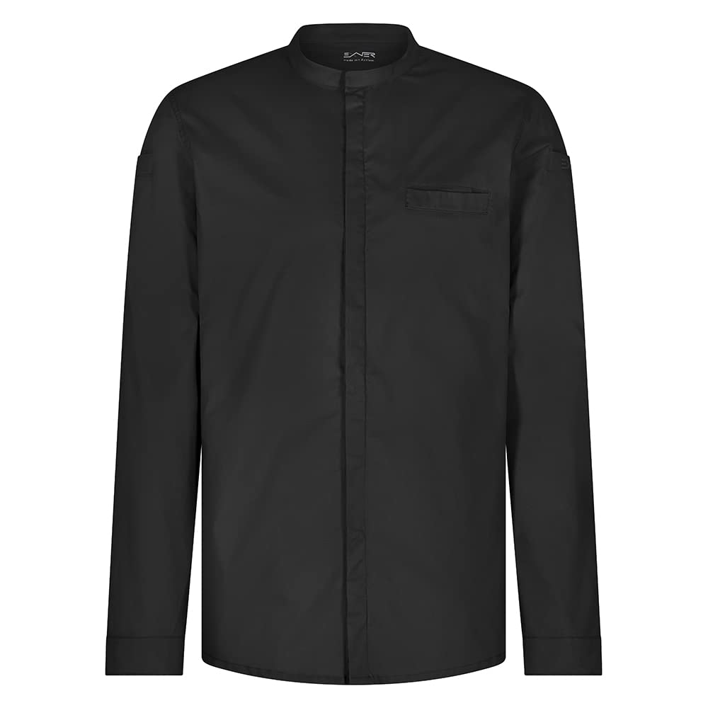 EXNER Giacca funzionale da cuoco, slim fit stretch, maniche lunghe, misto cotone, disponibile in bianco, nero, grigio e blu