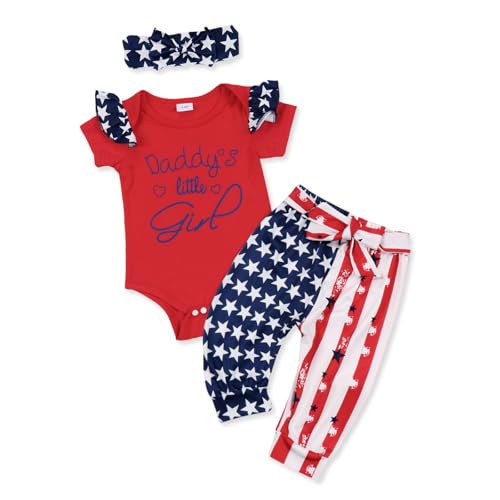 Image of AMAWMW Baby Girl Clothes Set Daddys Little Girl Ruffle Romper Top Camouflage Pants Newborn Infant Baby Girl Outfit