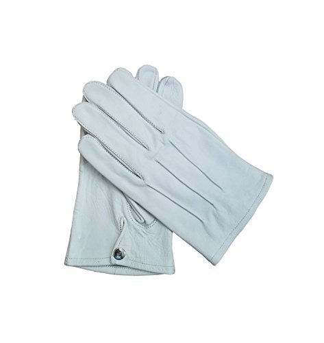 Men's Dress Leather Gloves (Medium, White)