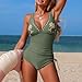 Women's One Piece Swimsuits Tummy Control V Neck Bathing Suits Drawstring Slimming Swimwear 2026 Fashion Army Green