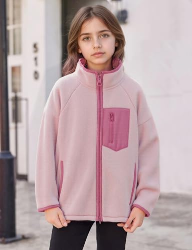 Happy Cherry Kid Toddler Fleece Winter Jackets Long Sleeve Zipper Color Block Warm Coat 5-13Y3