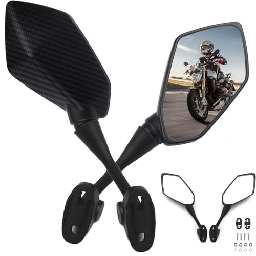 Heart Horse Universal Motorradspiegel 2er Set, Motorrad-Rückspiegel mit Halterung, Seiten-Rückspiegel, E-Mark Motorradspiegel, Drehbarer Diamantförmiger Fünfeck-Rückspiegel mit Schrauben