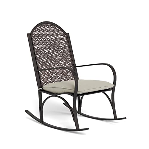 Tortuga Outdoor Metal Garden Rocking Chair With Cushion, Oiled Copper Color Sofas, Twin, Black #TOP3