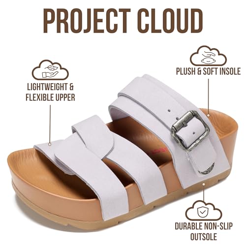 Image of Project Cloud Kids Sandals for Girls - Girls Sandals with Adjustable Buckle Closure, Comfortable Plush & Soft Insole w /Wedge Design Non-Slip Outsole