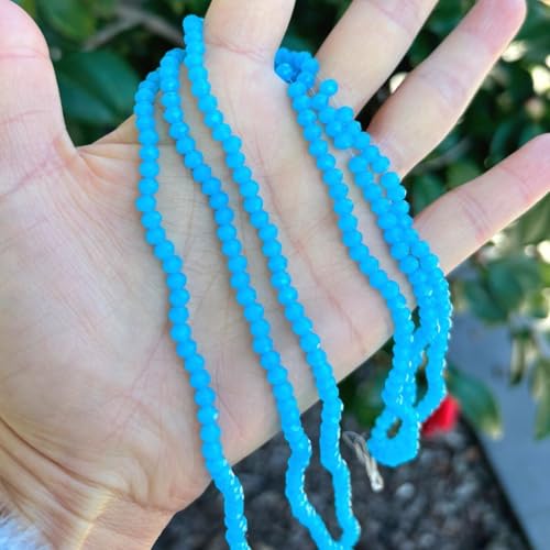 Image of 500pcs Czech Faceted Rondelle Crystal Glass Beads 4mm Small Tiny Bulk Blue Turquoise Opal