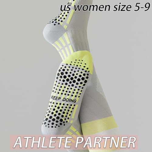 CHUNFO Womens 20-30mmhg Compression Grip Socks Star Calf Pilates Yoga Running Stockings Hiking Gym Support Sock Size5-93