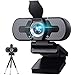 Produktbild Webcam mit Mikrofon und Stativ, 1080P Webcam für PC Laptop Desktop, USB Computer Kamera für Videoanruf und Aufnahme, Studieren, Web Konferenzen, HD Webcam Kompatibel mit Windows, Mac und Android