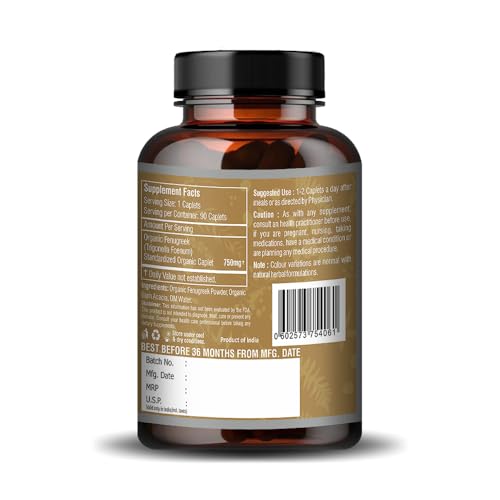 Just Jaivik Organic Dietary Fenugreek Tablets - A Dietary Supplements - For Health and Wellness (750 mg - 90 Tablets)