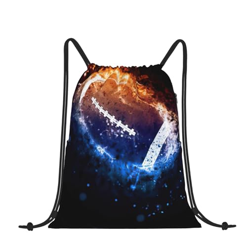 KoNsev Sac à dos avec cordon de serrage de football américain, sac à dos léger pour femmes et hommes, sacs à cordon de serrage, Noir , taille unique