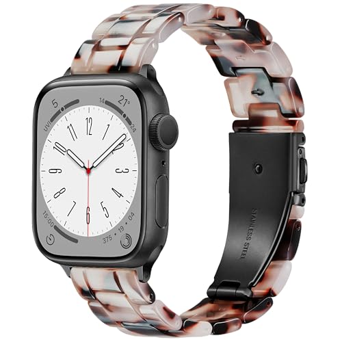 Melyis Resin Band for Apple Watch Bands 42mm 41mm 40mm 38mm fit Apple Watch Bands for Women 40mm iWatch Bands for Women Strap for Apple Watch Series 11 10 9 SE 8 7 6 5 4 3 2-Tortoiseshell Bro product thumbnail 17