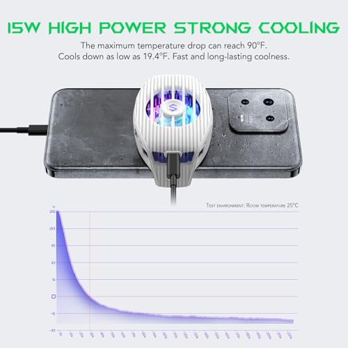 Image of Black Shark Phone Cooler for Gaming FunCooler 5 NEO, Wired Mobile Phone Cooling Fan Lightweight Quiet with RGB Light, Cellphone Radiator for 2.67-3.45 inches iPhone /Android, Retaining Bolt (White)