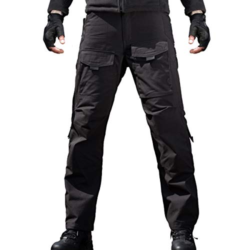 FREE SOLDIER Hombres Tactical Pants Resistente a los arañazos Four Seasons Pantalones de Escalada de múltiples Bolsillo(Nuevo-Mejorar-Negro,EU48 UK33)