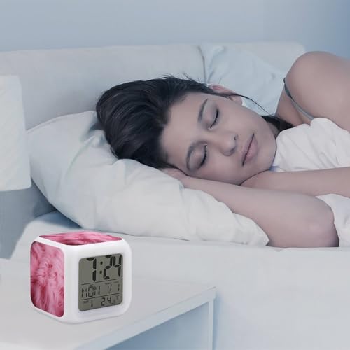 Petit réveil numérique velours rose texturé de haute qualité